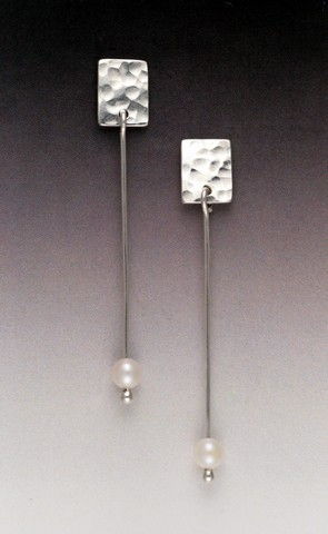 MB-E366 Earrings, Hammered Dangle at Hunter Wolff Gallery